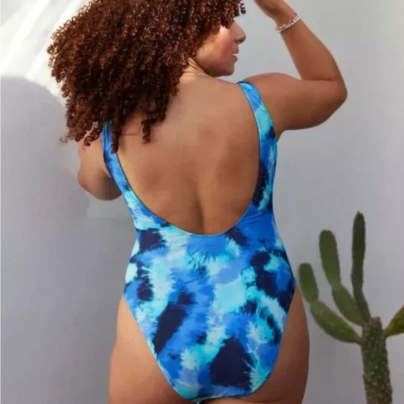 Aerie Babewatch Cheekiest One-Piece Swimsuit Big Surf Blue NWT - Picture 2 of 7